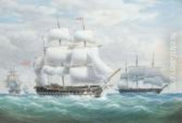 A Squadron Of The Red At Sea Oil Painting by William Joy