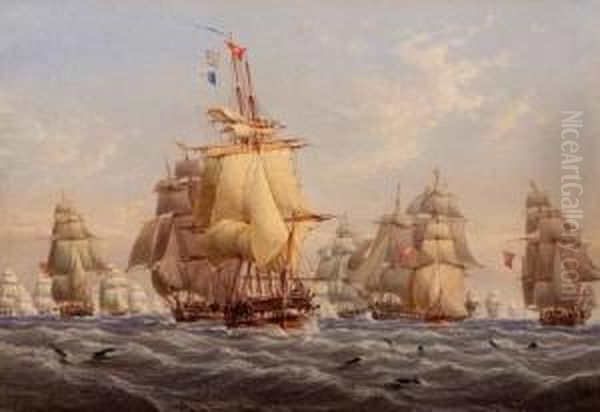 British Squadron Under Full Sail Oil Painting by William Joy