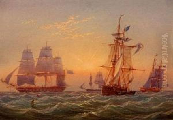 Lowering The Sails Oil Painting by William Joy