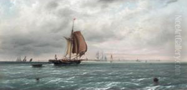 Shipping Off The Coast Oil Painting by William Joy