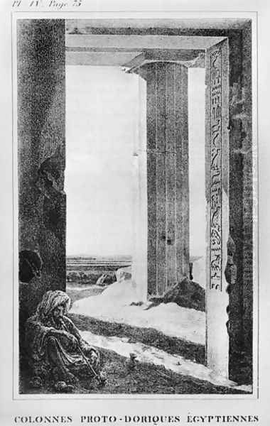 Egyptian Columns, illustration from letters written from Egypt and Nubia (plate IV, page 75) published 1833 Oil Painting by Jean Francois Champollion