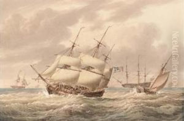 Making Sail From The Fleet Anchorage At Spithead Oil Painting by William Joy