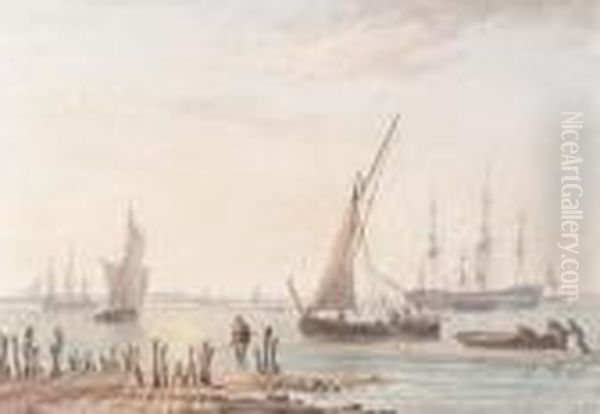 A View From Sheerness, Evening Oil Painting by William Joy