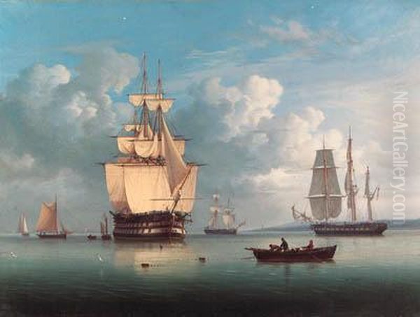 A Squadron At Anchor Oil Painting by William Joy