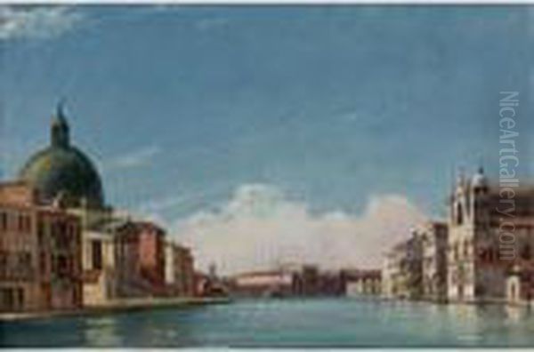 View Of The Grand Canal, Venice, Looking Southwest Oil Painting by Jules Romain Joyant