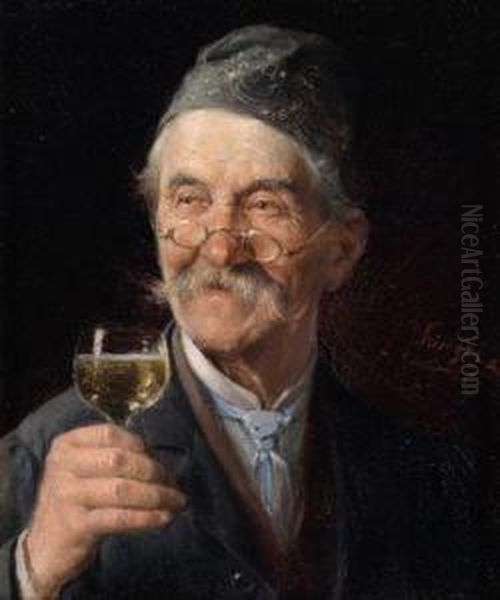 Der Weinbeiser Oil Painting by Kinzel Jozef