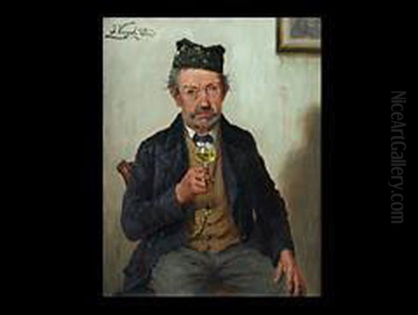 Der Weintrinker Oil Painting by Kinzel Jozef