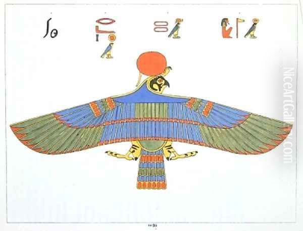 The god Horus represented in the form of a sparrowhawk Oil Painting by Jean Francois Champollion