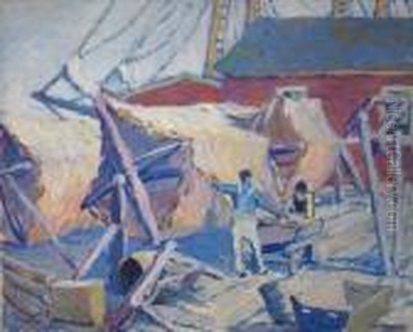 Drying Sails Oil Painting by Alice Judson