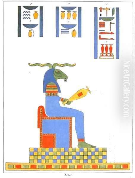 The God Khnum Oil Painting by Jean Francois Champollion