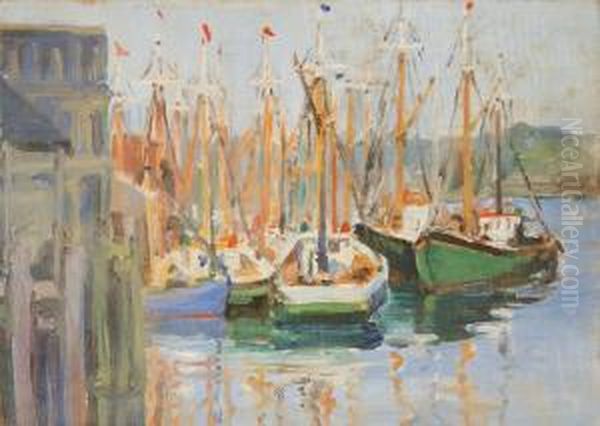 A Bit Of The Wharf And Two Other Works. Oil Painting by Alice Judson