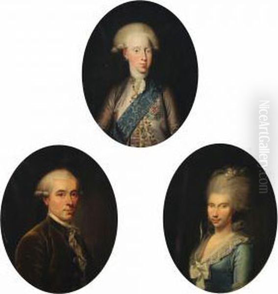 Portrait Of Crown Prince 
Frederick Vi Of Denmark, Portrait Of Beate Albertine Sporon And Her 
Husbond Benjamin Georg Sporon Oil Painting by Jens Juel