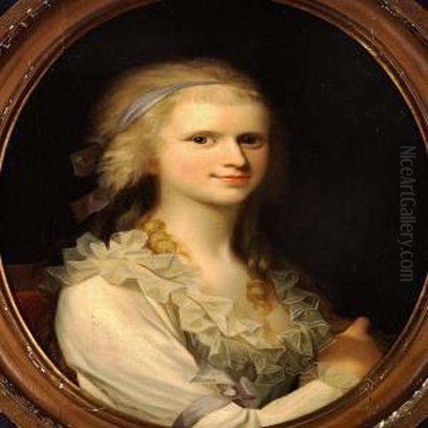 Portrait Of A Young Woman With Blond Hair Oil Painting by Jens Juel