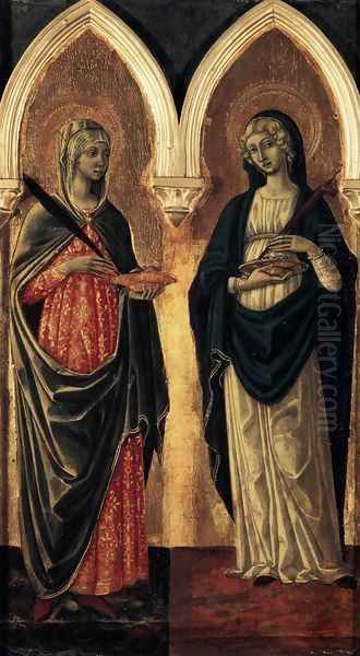 Sts Agatha and Lucy 1480s Oil Painting by Guidoccio Cozzarelli