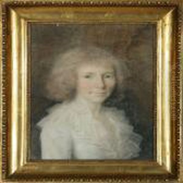 Portrait Of Awoman In A White Dress Oil Painting by Jens Juel