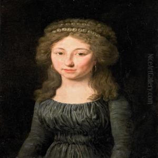 A Portrait Of A Young Girl Oil Painting by Jens Juel