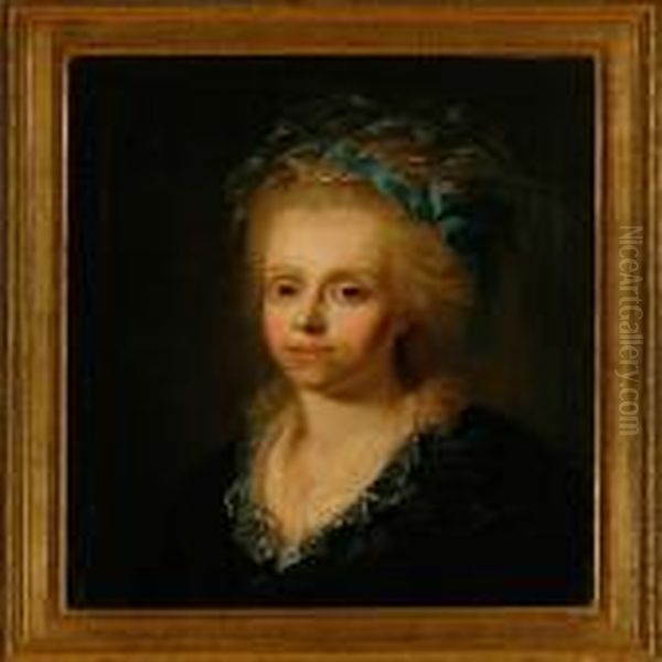 A Noble Lady With Her Hair Taken Up Oil Painting by Jens Juel