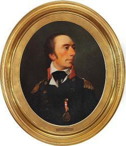 A Portrait Of Lorenz Lassen, Rear-admiral Oil Painting by Jens Juel