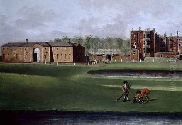 View of Temple Newsam House (detail of the riding school) c.1750 Oil Painting by James Chapman