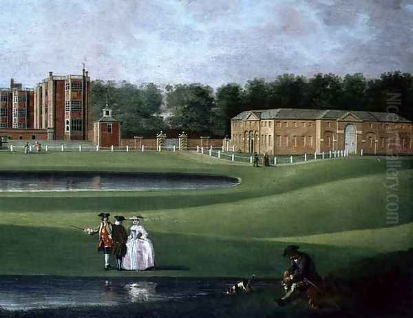 View of Temple Newsam House, detail of the stable block, c.1750 Oil Painting by James Chapman