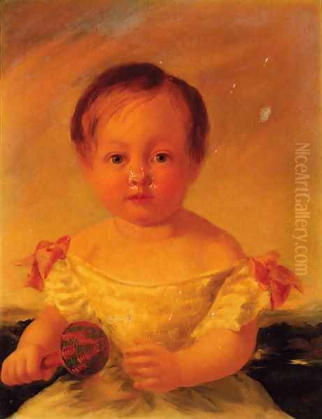 Portrait of the artist's daughter, Elizabeth Caroline Chapman aged 2 Oil Painting by James Chapman