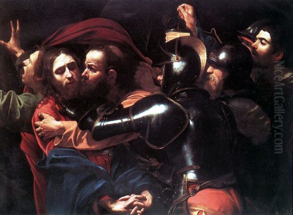 The Taking of Christ Oil Painting by Follower of Caravaggio, Michelangelo