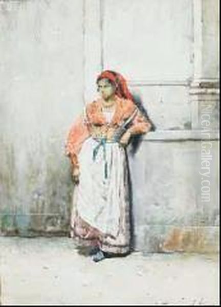 Roman Peasant Girl Oil Painting by Jose Juliana Albert