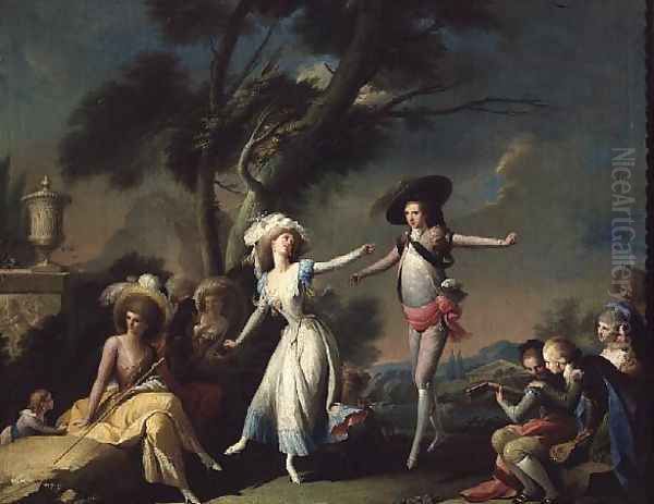 Dancing the Bolero, 1790 Oil Painting by Jose Camaron