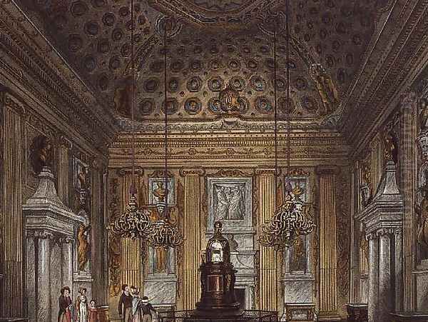 The Cupola Room, Kensington Palace from 'Pynes' Royal Residences', 1819 Oil Painting by Richard Cattermole