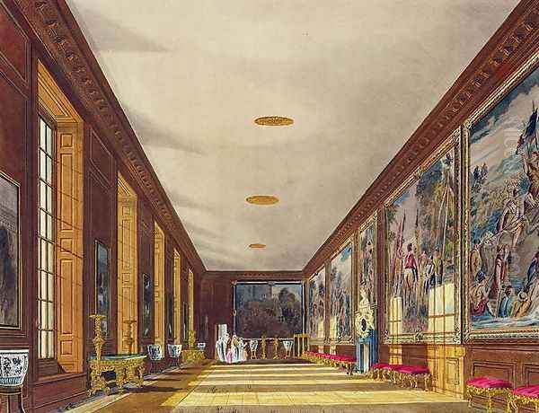 The Ball Room, Hampton Court, from 'The History of the Royal Residences', 1819 Oil Painting by Richard Cattermole