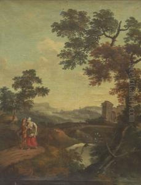 Couple Dans Un Paysage Oil Painting by Nicolas-Jacques Juliard