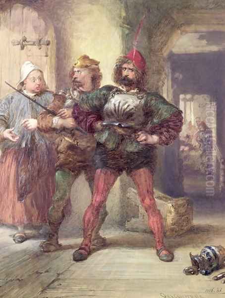 Mistress Quickly, Nym and Bardolph, from Shakespeare's Falstaff plays Oil Painting by Charles Cattermole