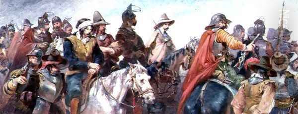 Cavalry escorting prisoners Oil Painting by Charles Cattermole