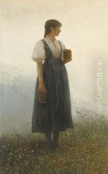 Far Away Thoughts Oil Painting by Gustave Adolf Jundt