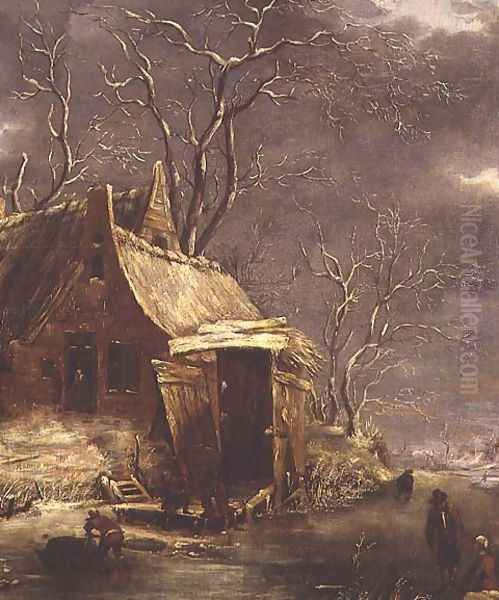 Winter Landscape Oil Painting by Rafel Govertsz Camphuysen