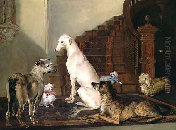 Waiting at the Foot of the Stairs, 1856 Oil Painting by Henry Calvert