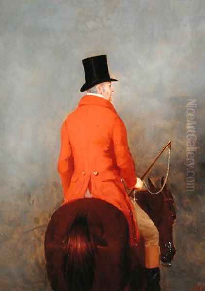 Portrait of Thomas Cholmondeley, first Lord Delamere, on his Hunter: A study for 'The Cheshire Hunt at Tatton Park' Oil Painting by Henry Calvert