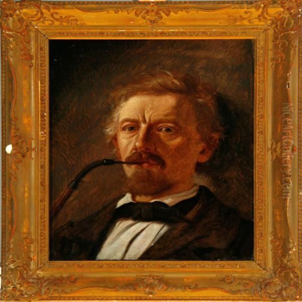 The Artist'sself-portrait Oil Painting by Georg U.F. Fritz Jurgensen