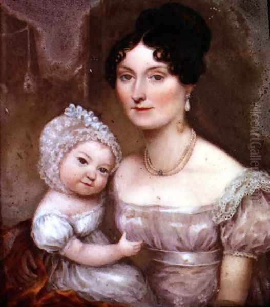 Lady FitzHerbert with one of her youngest children, c.1817 Oil Painting by William the Elder Corden