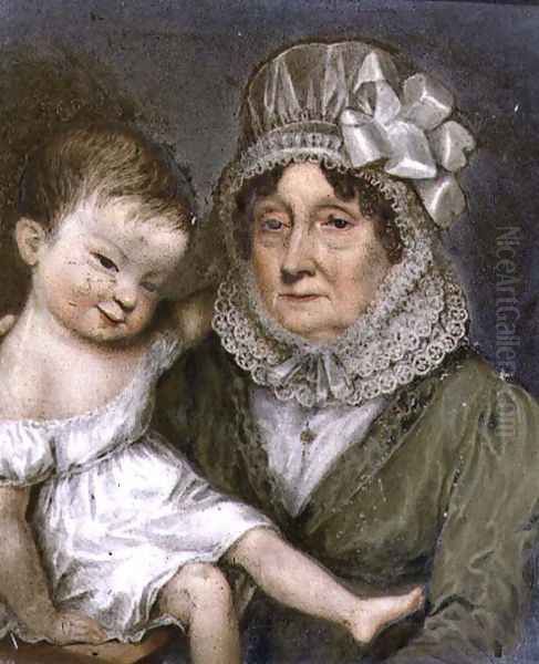 Mother of Agnes FitzHerbert with one of her grandchildren, c.1817 Oil Painting by William the Elder Corden