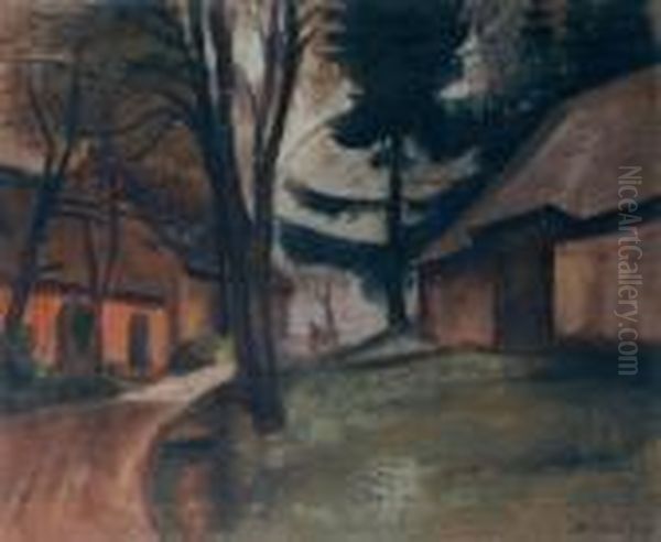 Houses Oil Painting by Alfred Justitz