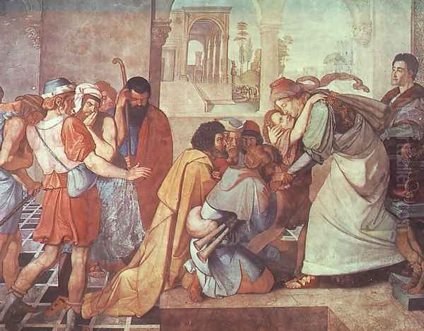 The Recognition of Joseph by his Brothers 1816-17 Oil Painting by Peter von Cornelius