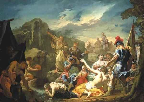 Moses striking the Rock Oil Painting by Giovanni Battista Crosato