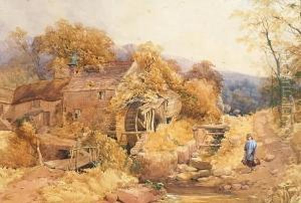 The Watermill Oil Painting by Henry Jutsum