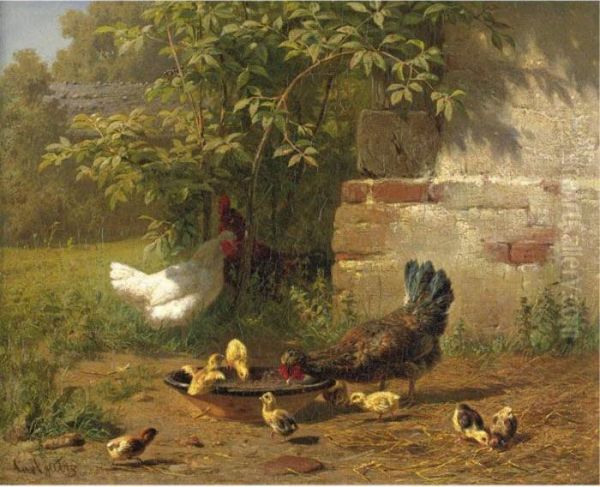 Meal Time Oil Painting by Carl Jutz