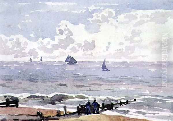 Seascape from the Beach, Aldeburgh Oil Painting by Thomas Churchyard