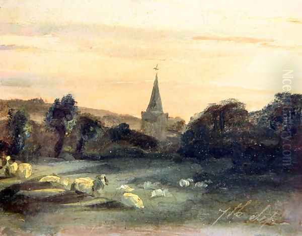 Stoke Poges Church Oil Painting by Thomas Churchyard