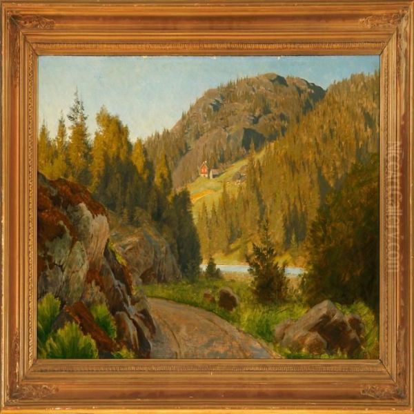 Swedish Landscape Oil Painting by Ludvig Kabell