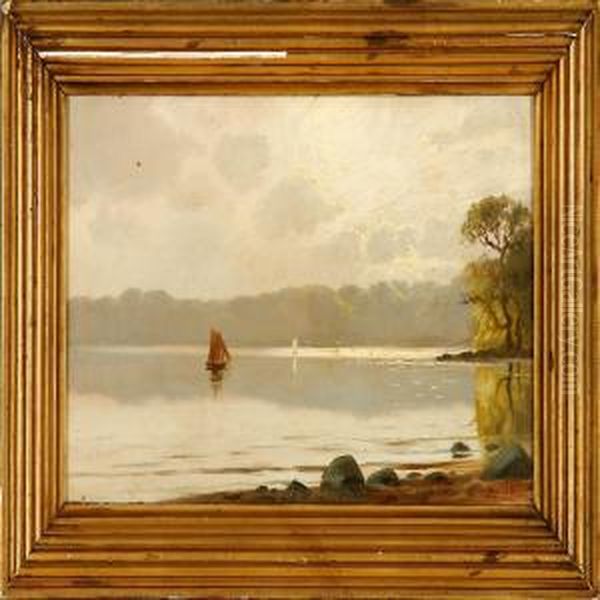 A View To A Lake Oil Painting by Ludvig Kabell