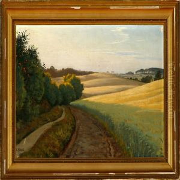 A Danish Summerlandscape Oil Painting by Ludvig Kabell